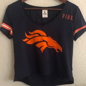 VS PINK NFL Denver Bronco’s Crop Jersey Tee Sz XS
